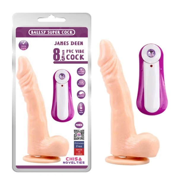 JAMES DEEN 8.5" Vibrating Dildo-Flesh