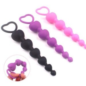 Heart Shape Anal Beads with Pull Ring 6 Ball Silicone Butt Plug Anal Toys for Men Women