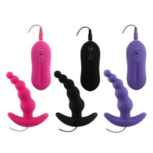 Silicone Remote Control 10 Frequencies Sucker Multi Beads Style Vibrating Anal Plug