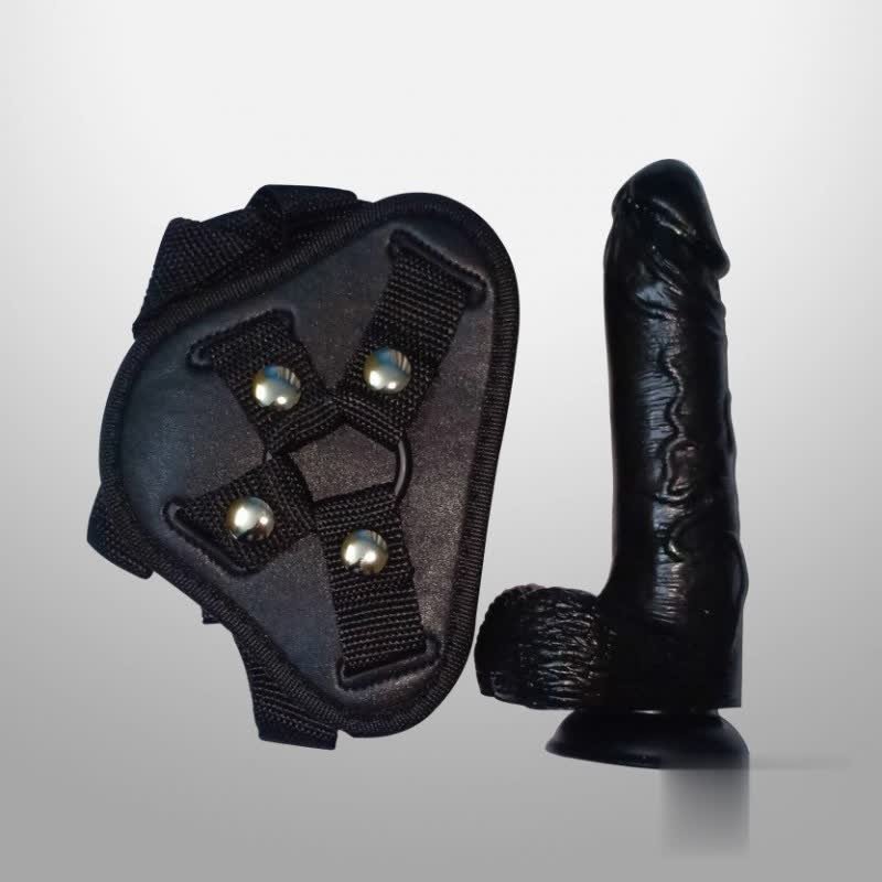 STRAP ON DILDO HARNESS WITH BIG BLACK DILDO VIBRATOR